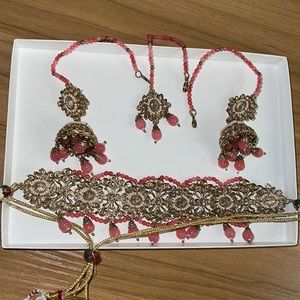 Pink Kundan Stone Choker Set